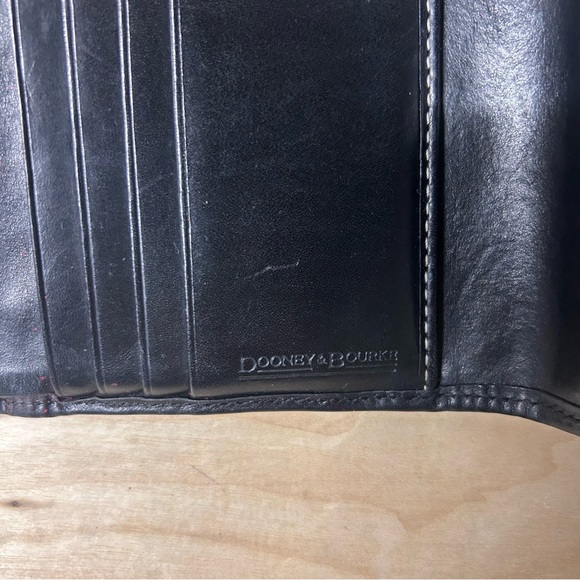 Dooney & Bourke Wallet Tri-fold Compact, Black Leather w/Contrast Stitch VTG EUC - Picture 9 of 16